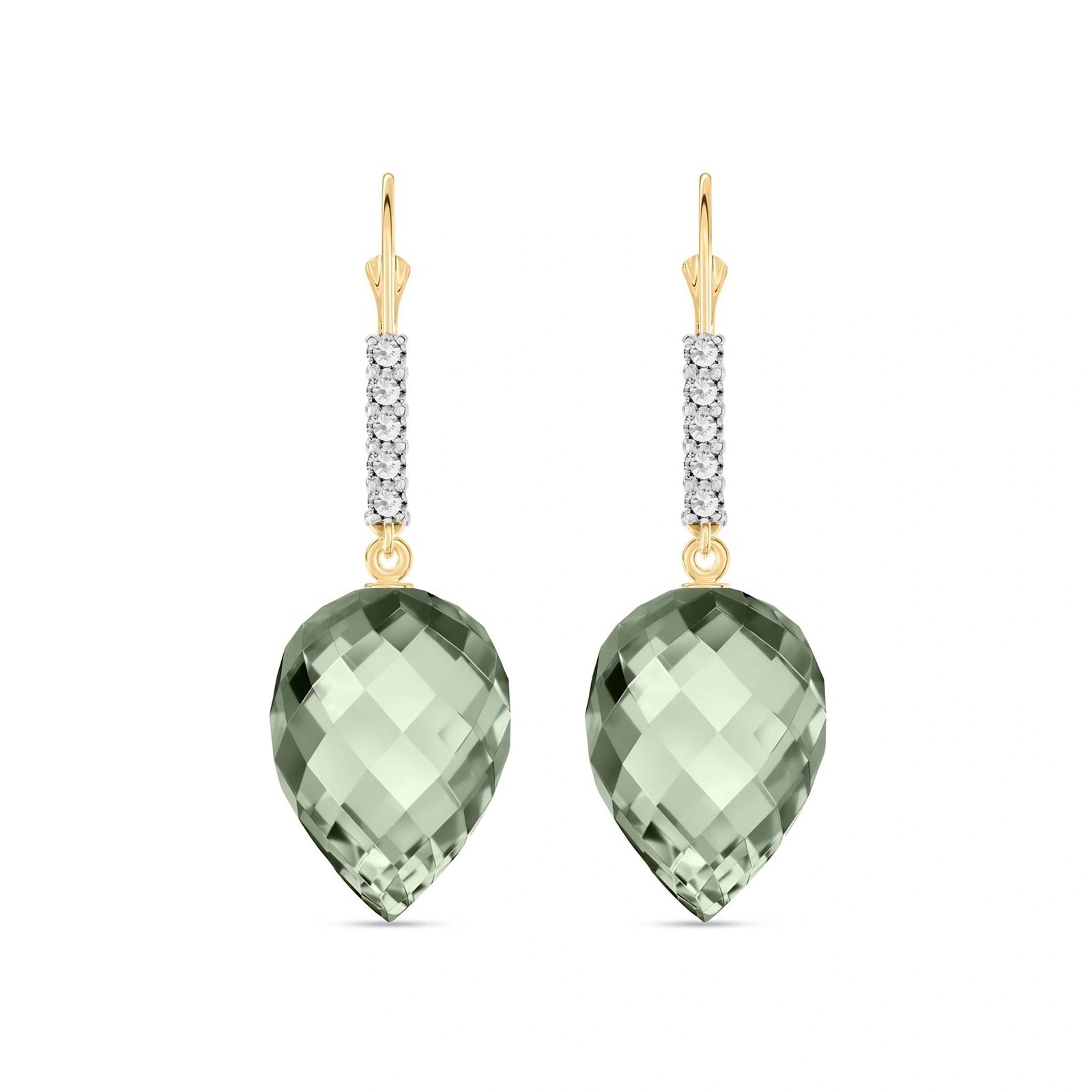 Yellow Gold Belle Earrings Green Amethyst 10K — Nilde