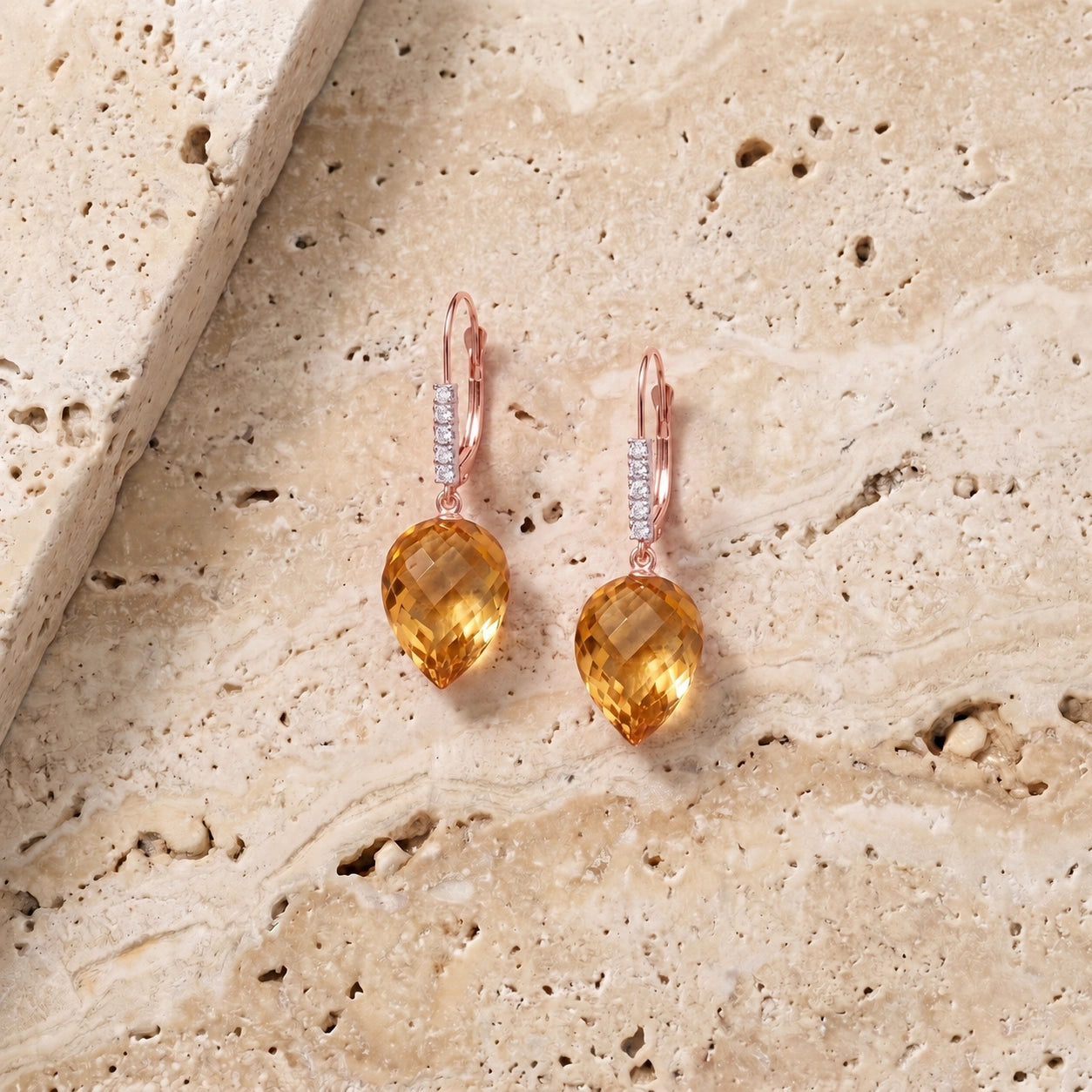 Rose Gold Belle Earrings Citrine 10K — Nilde