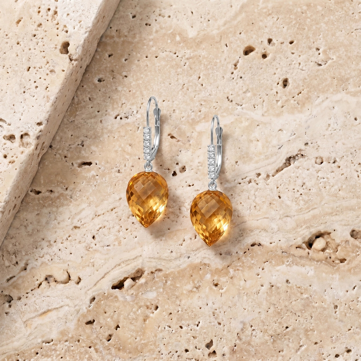 White Gold Belle Earrings Citrine 10K — Nilde