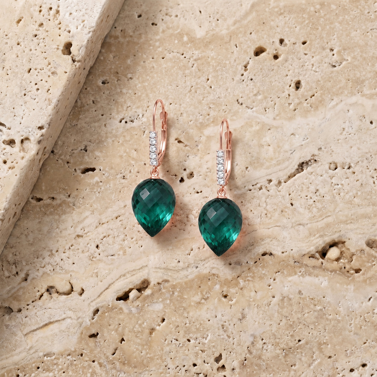 Rose Gold Belle Earrings Blue Topaz 10K — Nilde