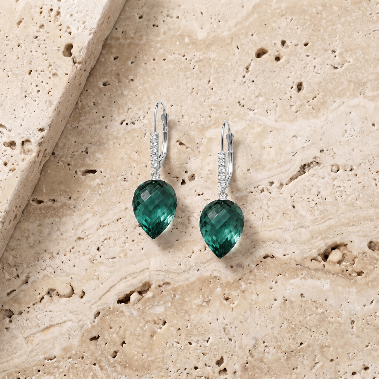 White Gold Belle Earrings Blue Topaz 10K — Nilde