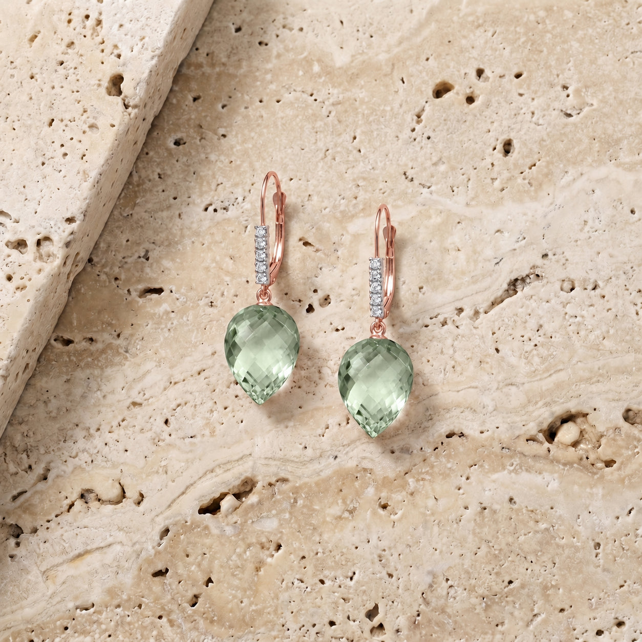 Rose Gold Belle Earrings White Topaz 10K — Nilde