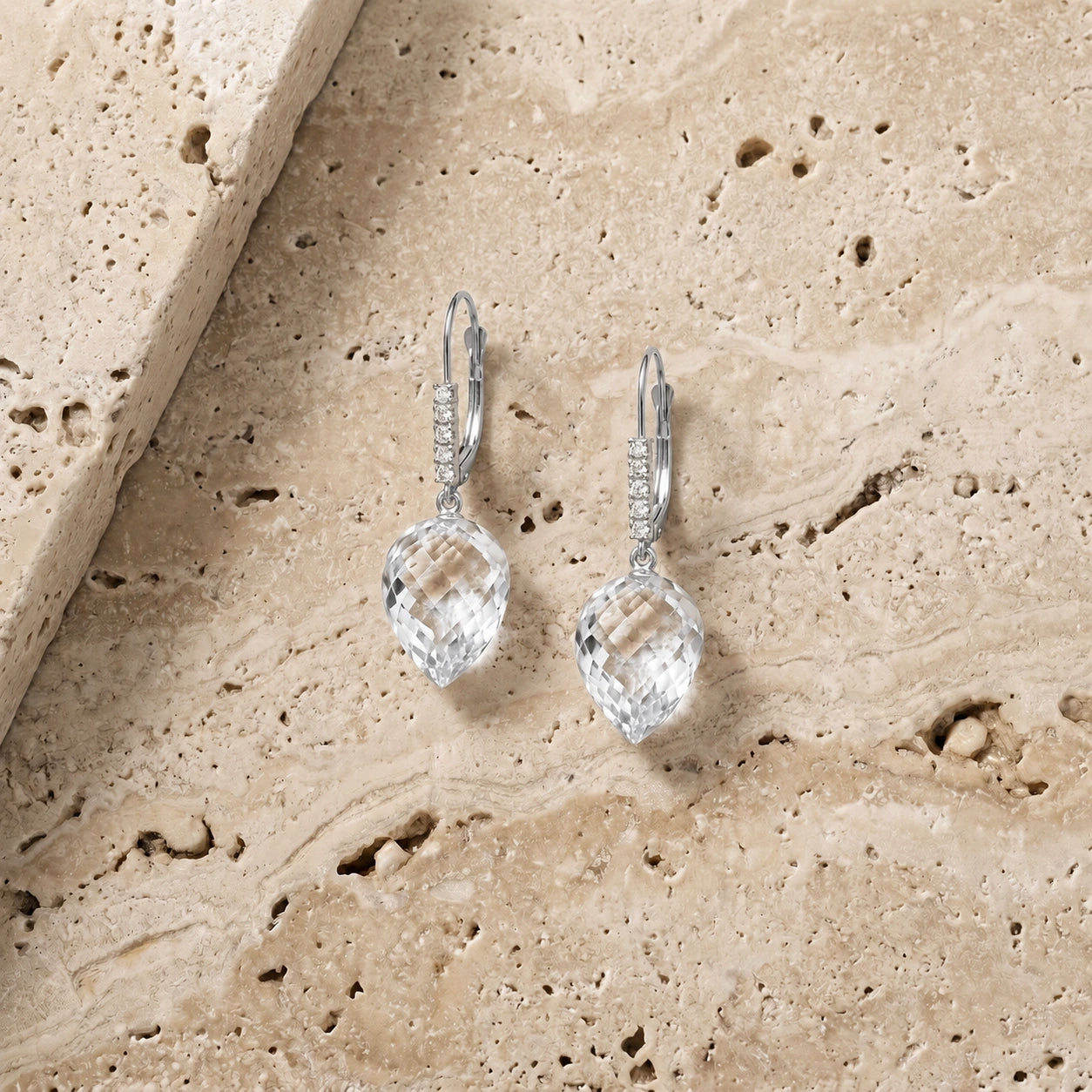 White Gold Belle Earrings White Topaz 10K — Nilde