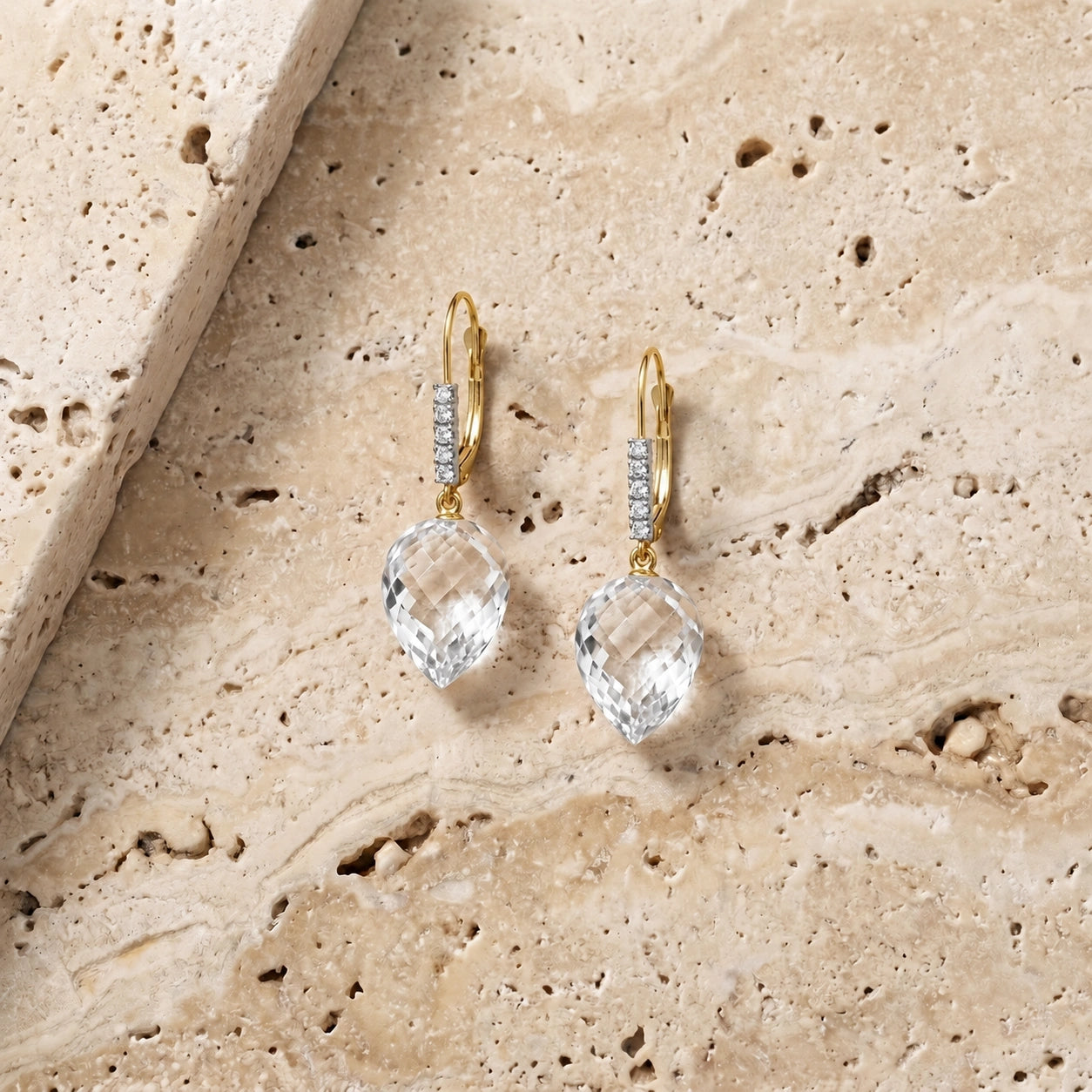 Yellow Gold Belle Earrings White Topaz 10K — Nilde