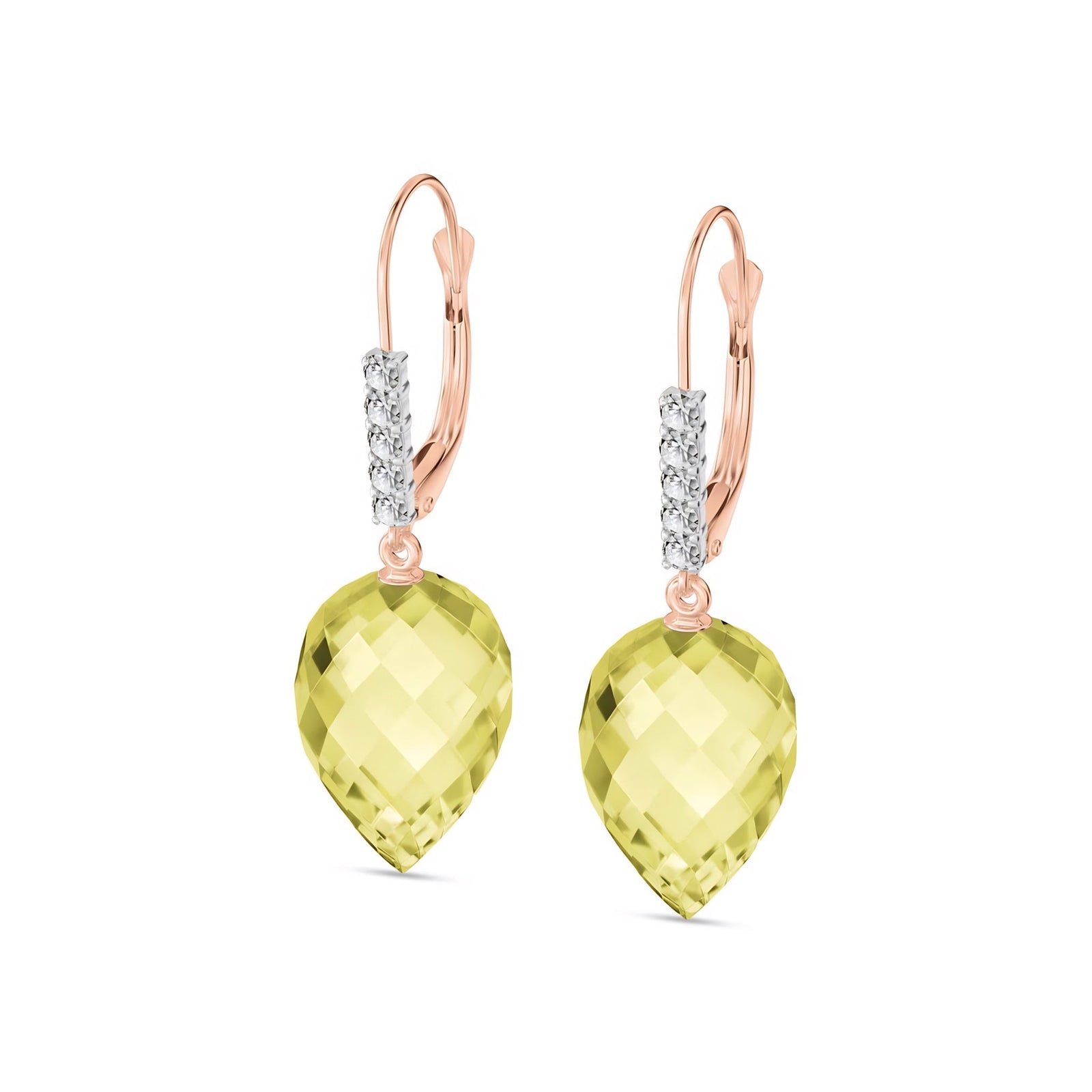 Rose Gold Belle Earrings Lemon Quartz 10K — Nilde