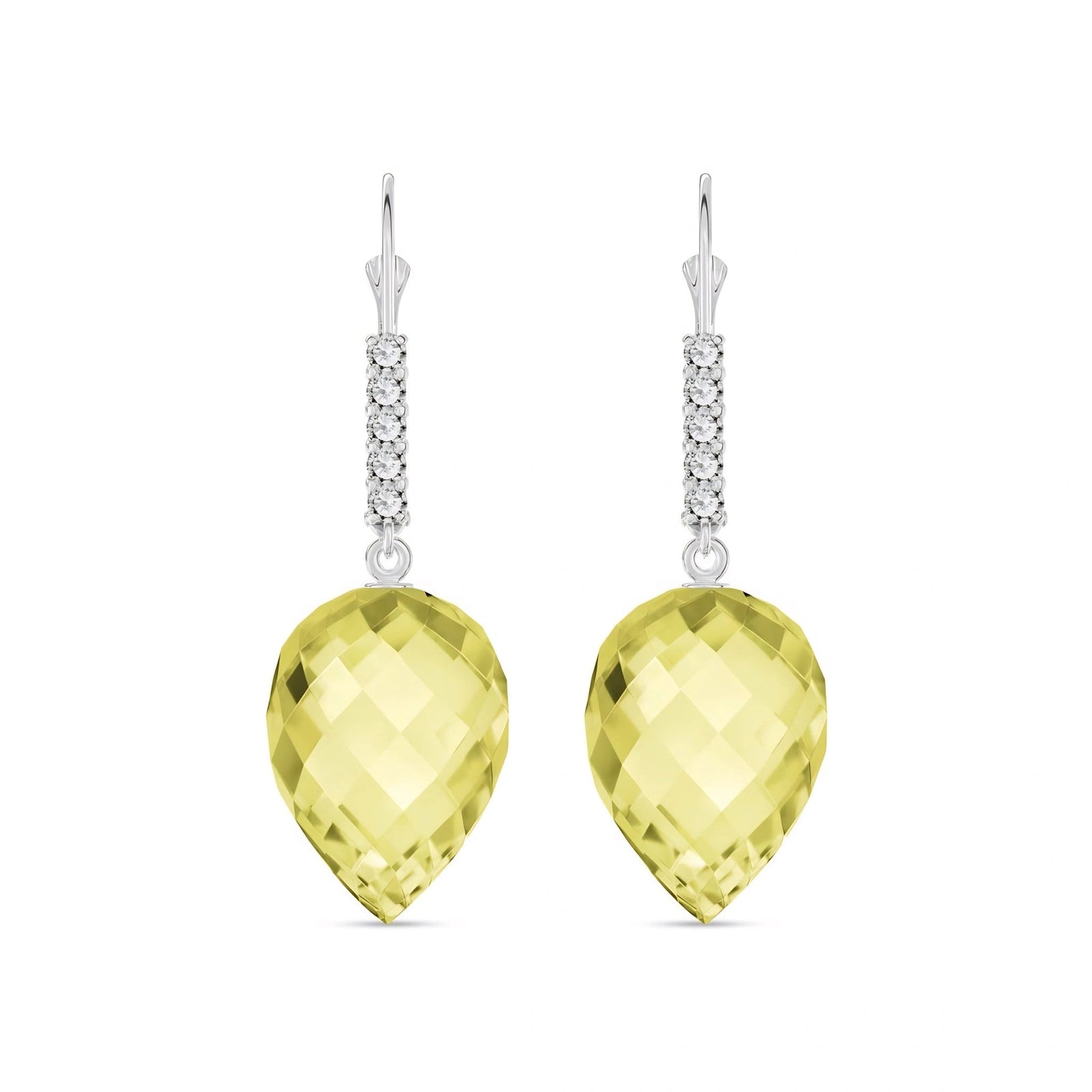 White Gold Belle Earrings Lemon Quartz 10K — Nilde