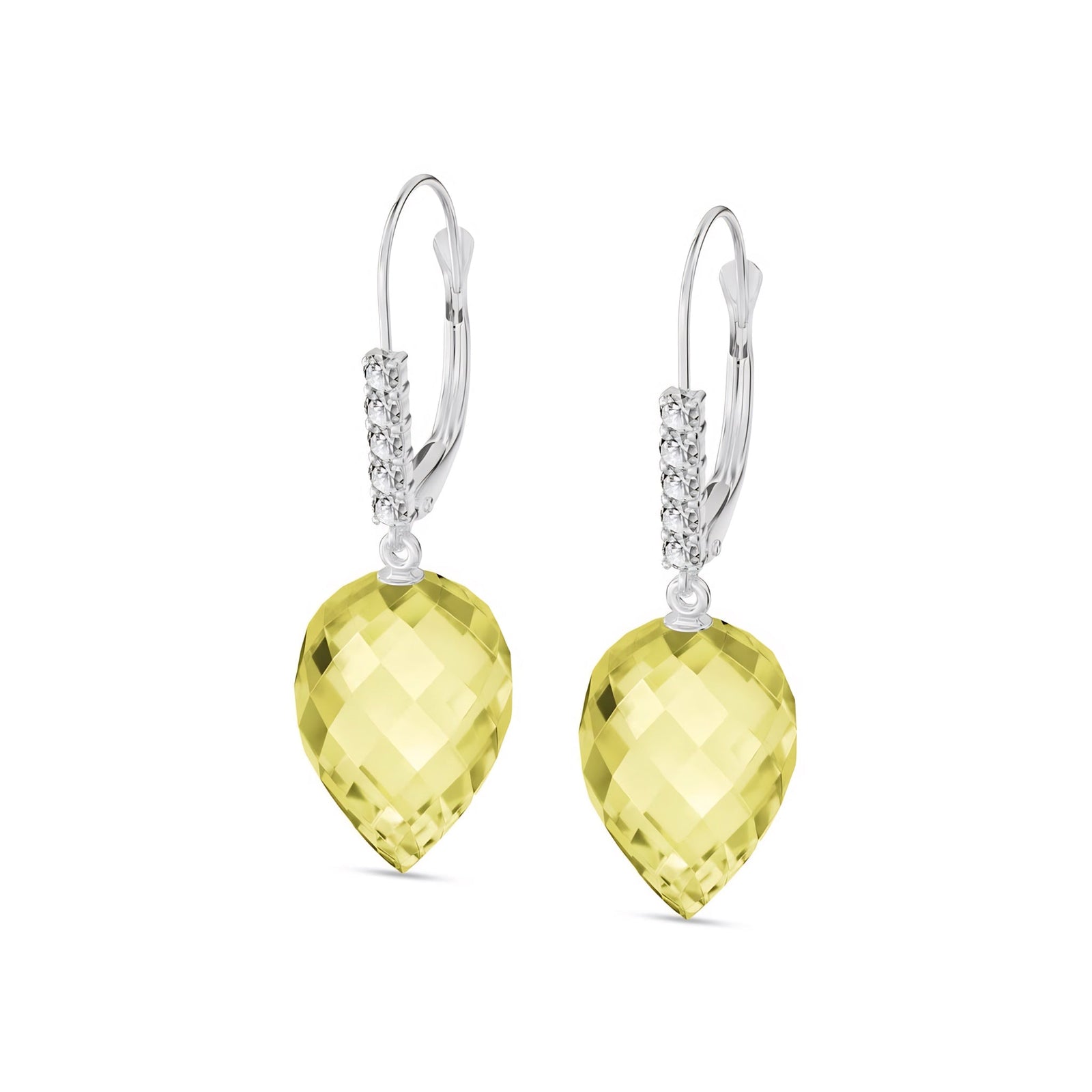 White Gold Belle Earrings Lemon Quartz 10K — Nilde