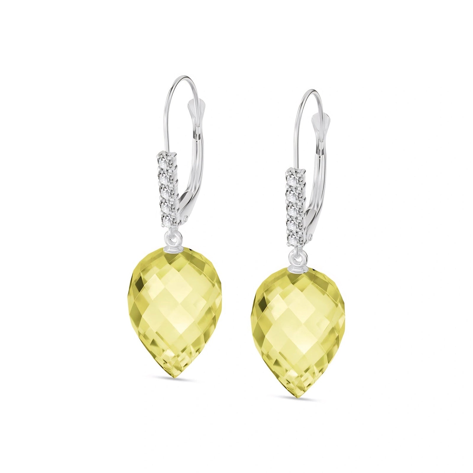 White Gold Belle Earrings Lemon Quartz 10K — Nilde