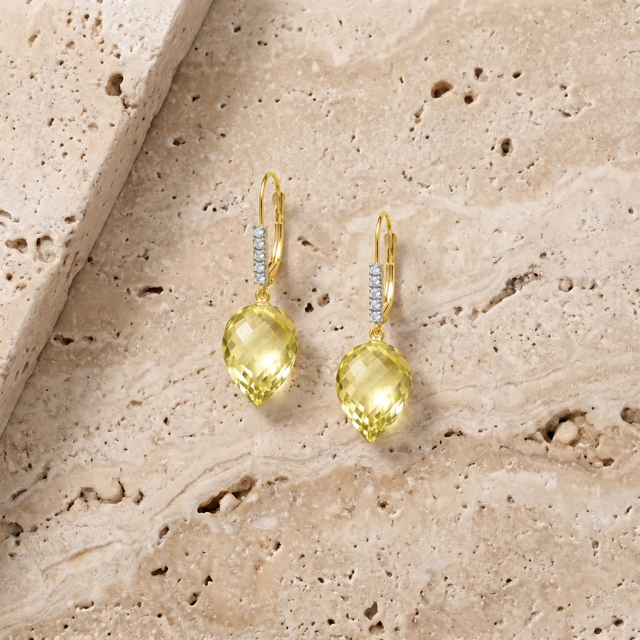 Yellow Gold Belle Earrings Lemon Quartz 10K — Nilde