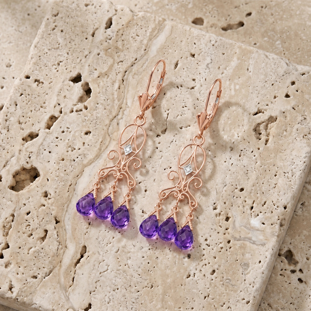 Rose Gold Amethyst & Diamond — Mariagaia