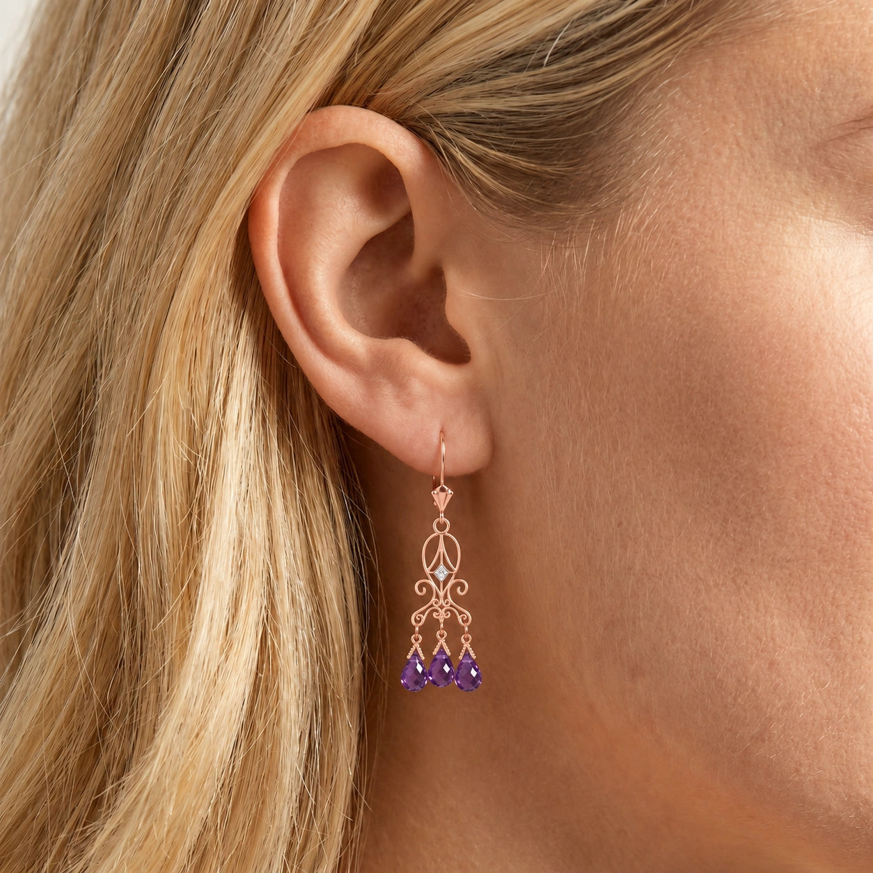 Rose Gold Amethyst & Diamond — Mariagaia