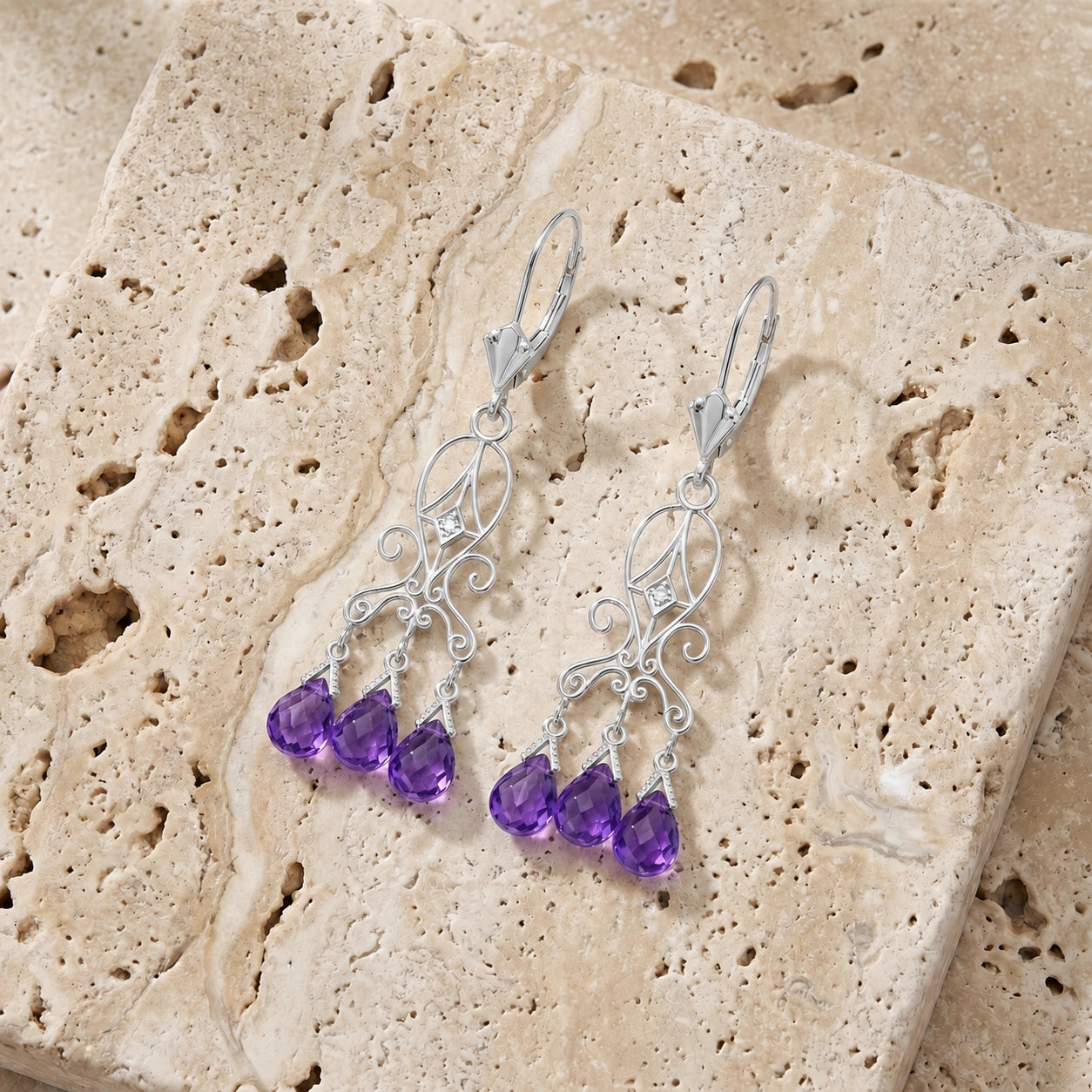 White Gold Amethyst & Diamond — Mariagaia