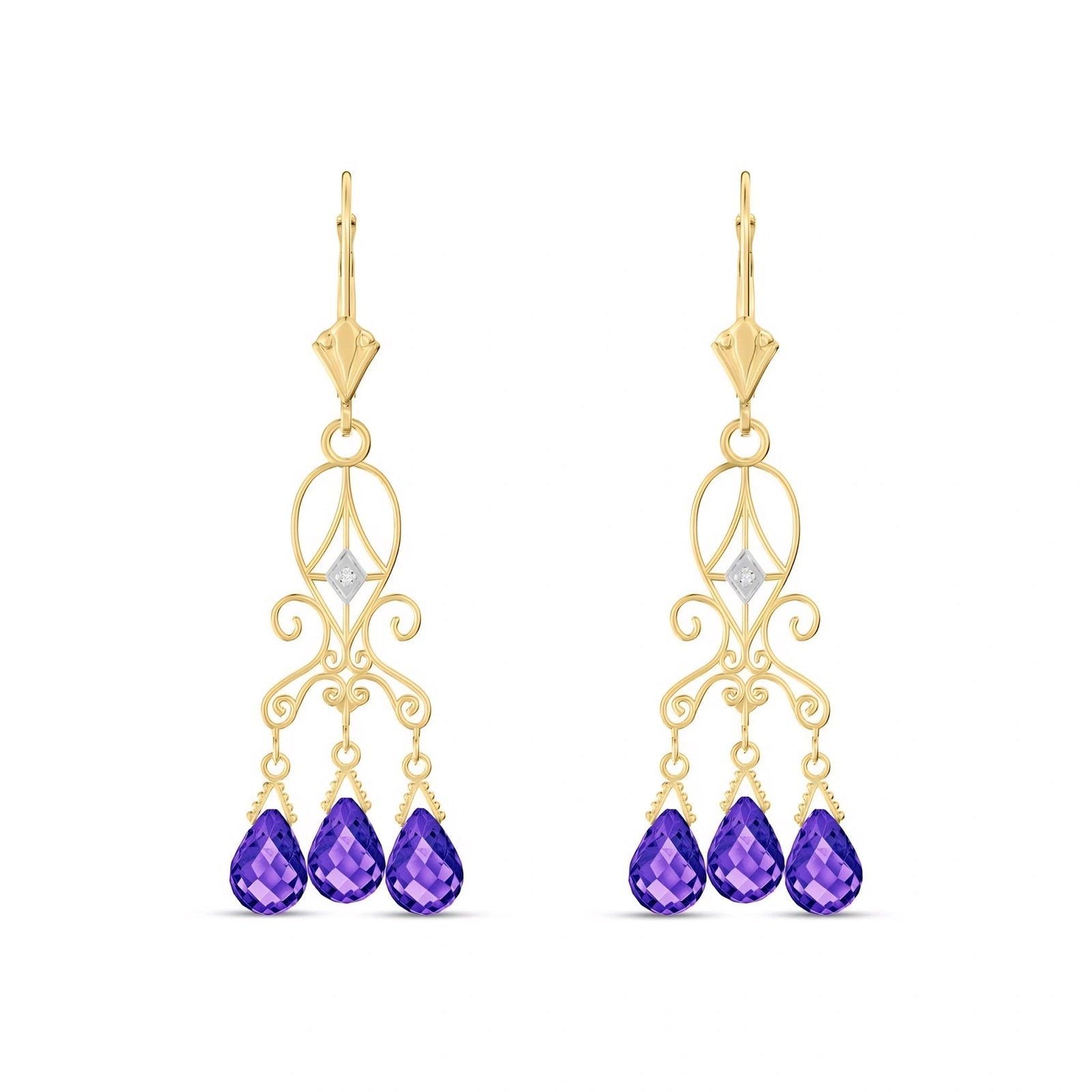 Yellow Gold Amethyst & Diamond — Mariagaia