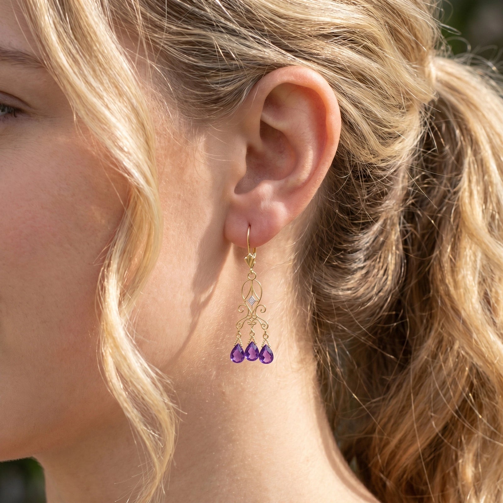 Yellow Gold Amethyst & Diamond — Mariagaia