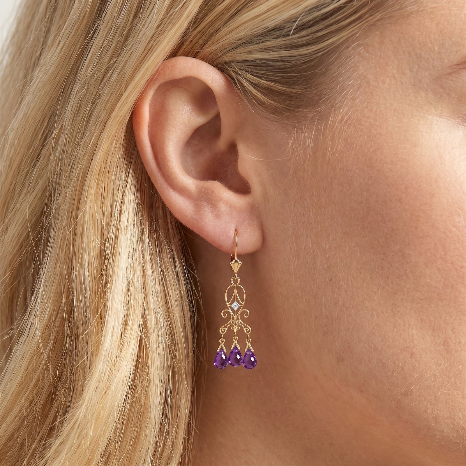 Yellow Gold Amethyst & Diamond — Mariagaia
