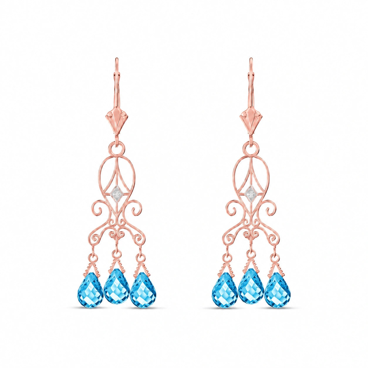 Rose Gold Blue Topaz & Diamond — Mariagaia