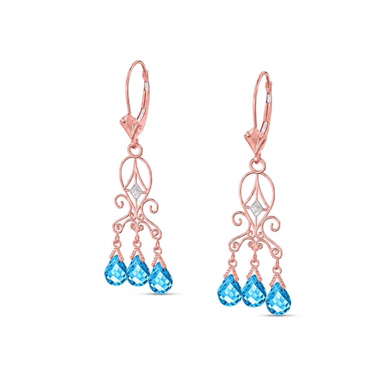 Rose Gold Blue Topaz & Diamond — Mariagaia