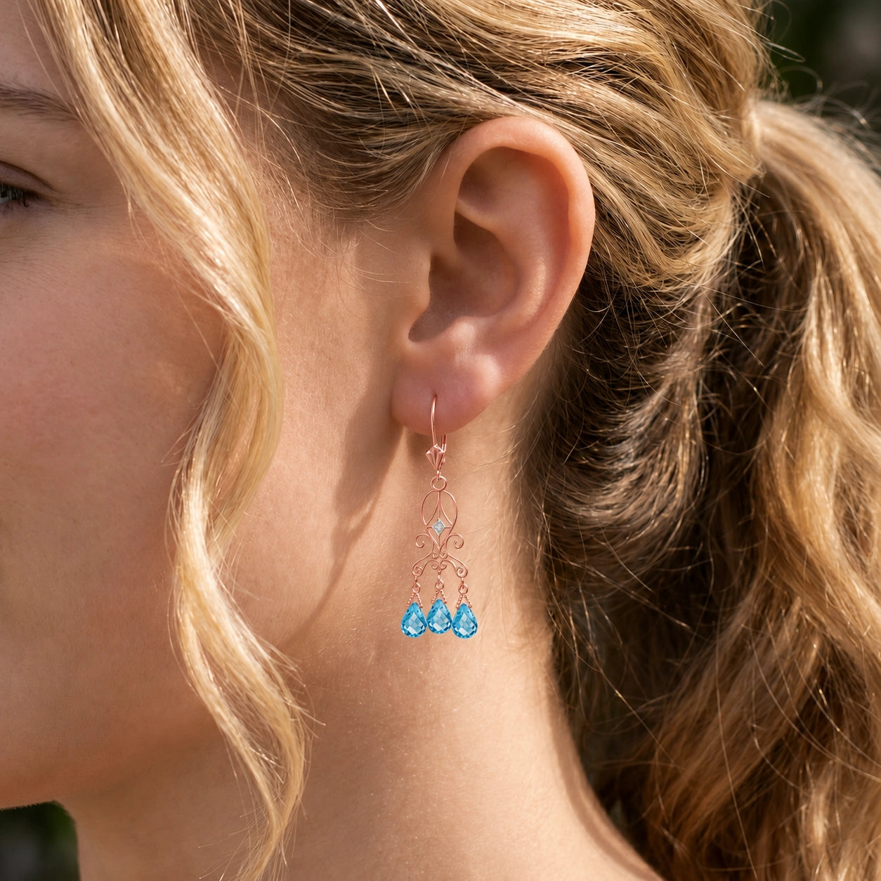 Rose Gold Blue Topaz & Diamond — Mariagaia