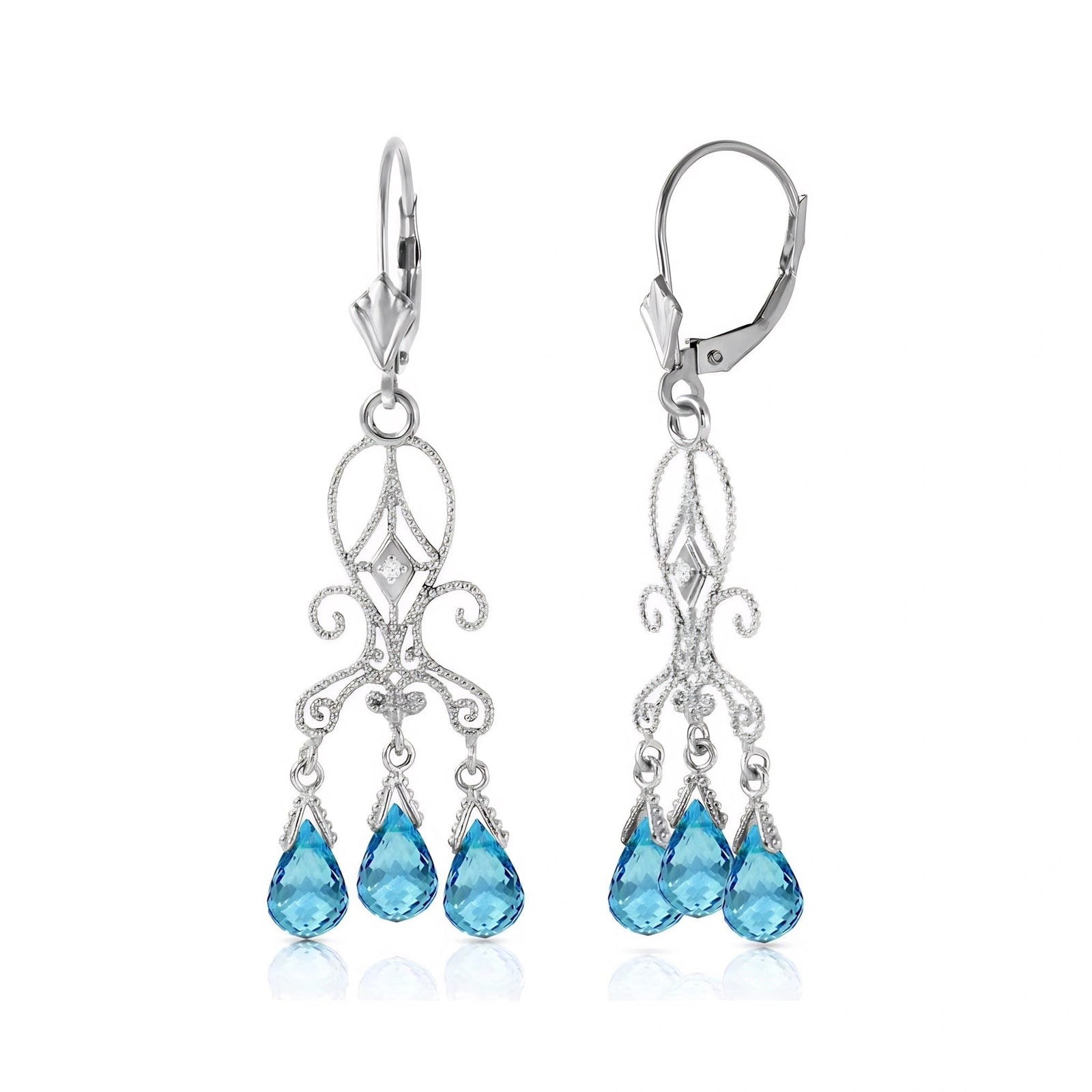 White Gold Blue Topaz & Diamond — Mariagaia