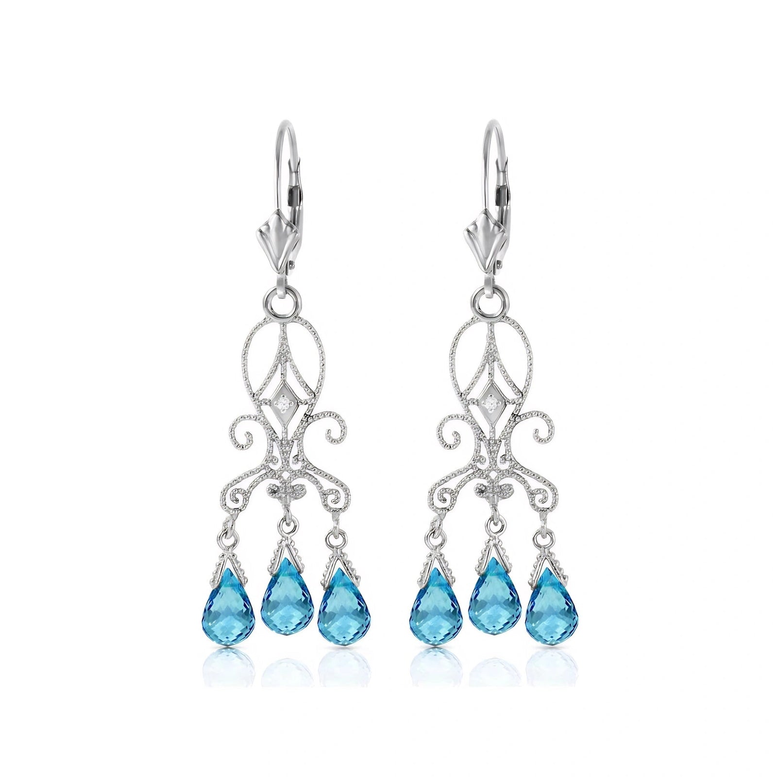 White Gold Blue Topaz & Diamond — Mariagaia