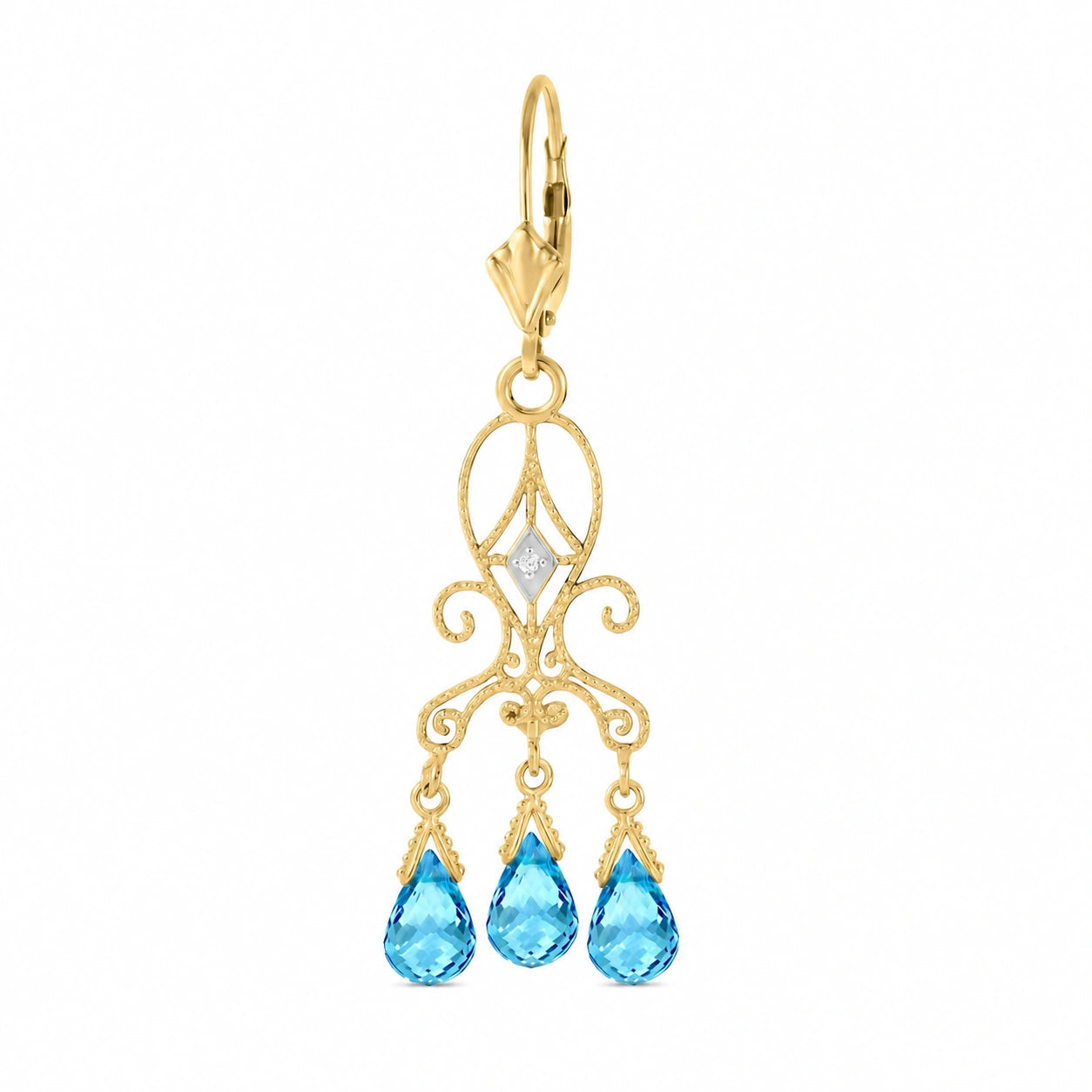 Yellow Gold Blue Topaz & Diamond — Mariagaia