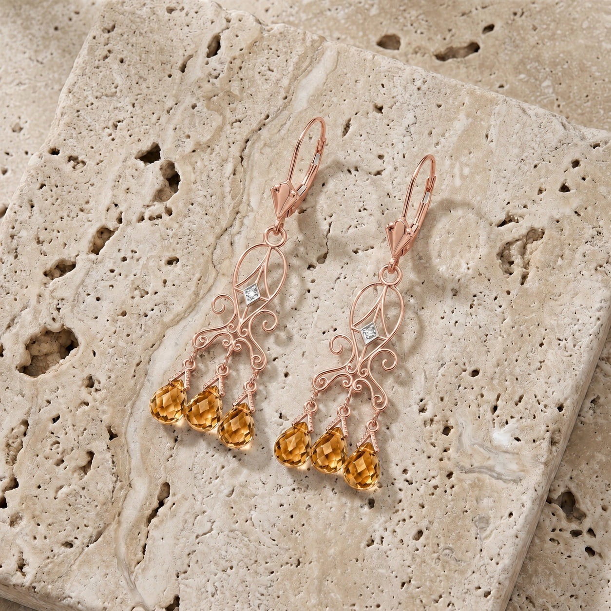 Rose Gold Citrine & Diamond — Mariagaia