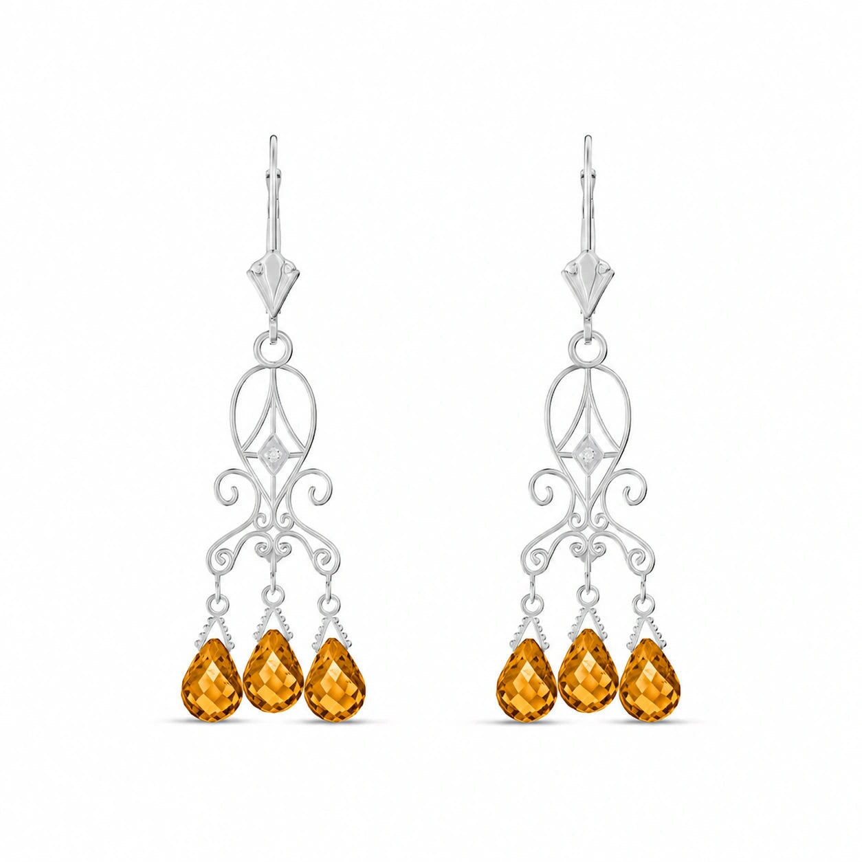 White Gold Citrine & Diamond — Mariagaia