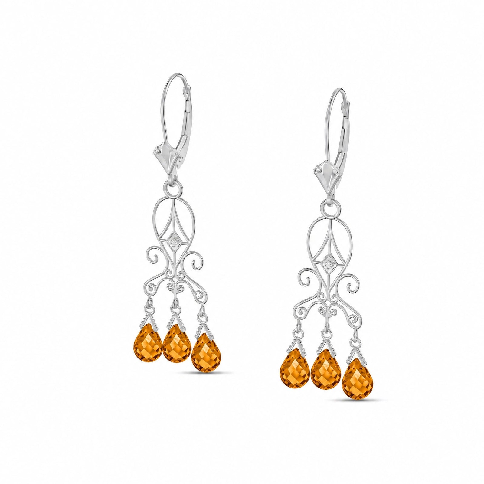 White Gold Citrine & Diamond — Mariagaia