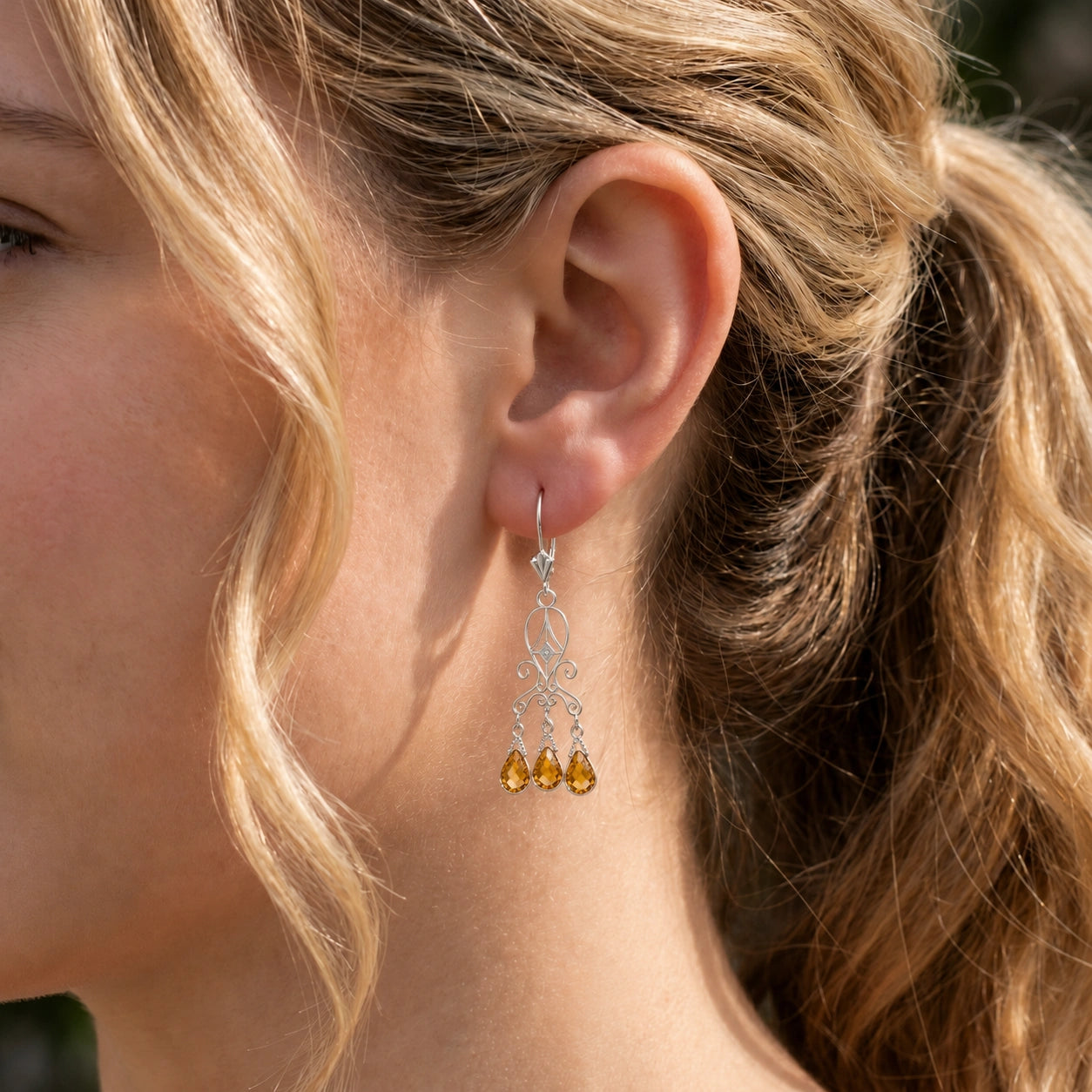 White Gold Citrine & Diamond — Mariagaia