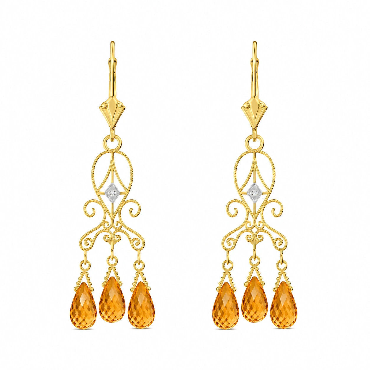 Yellow Gold Citrine & Diamond — Mariagaia