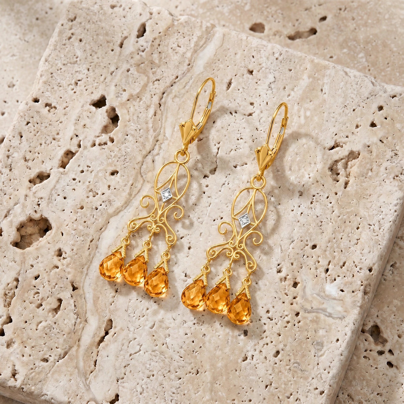 Yellow Gold Citrine & Diamond — Mariagaia