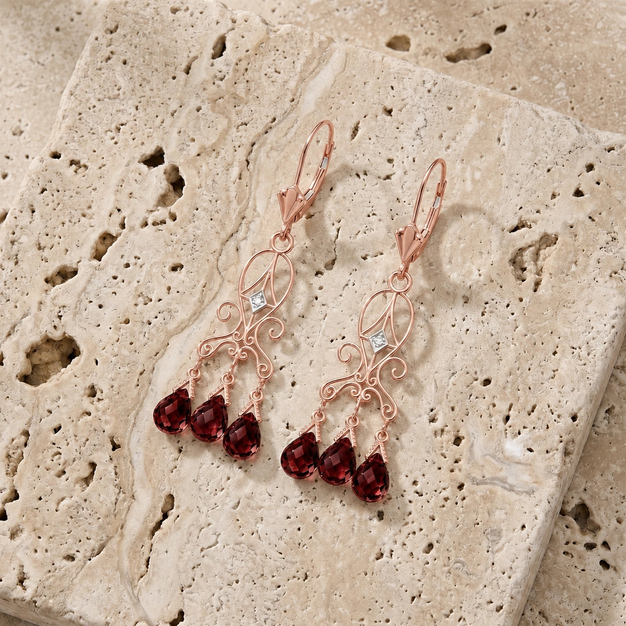 Rose Gold Garnet & Diamond — Mariagaia