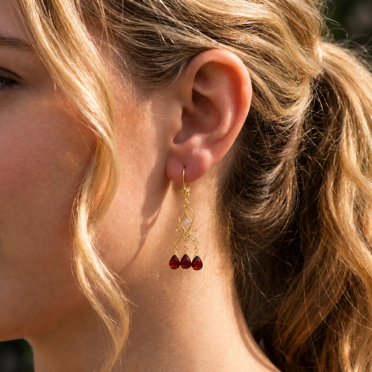 Yellow Gold Garnet & Diamond — Mariagaia