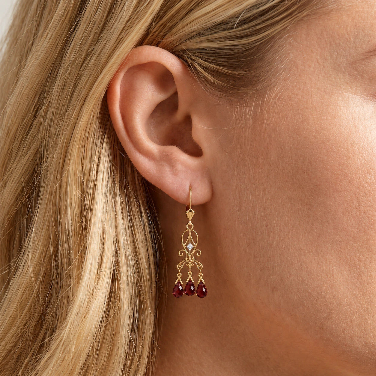 Yellow Gold Garnet & Diamond — Mariagaia