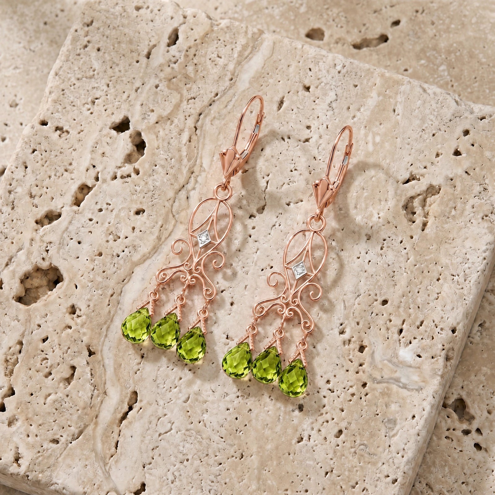 Rose Gold Peridot & Diamond — Mariagaia