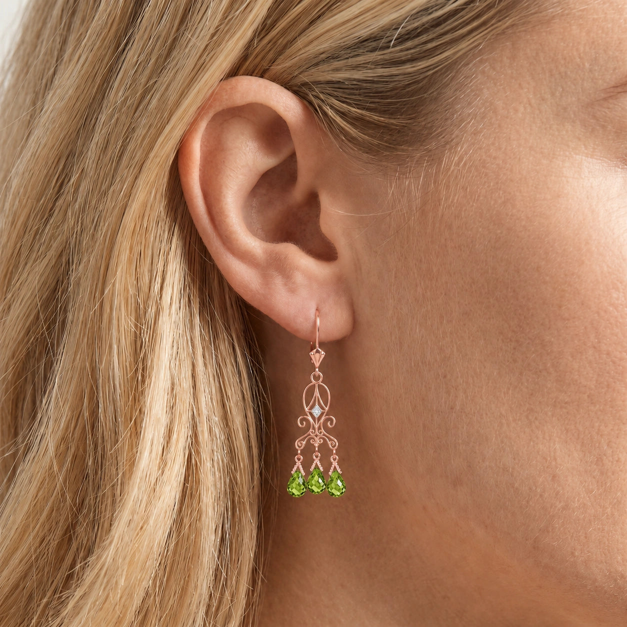 Rose Gold Peridot & Diamond — Mariagaia