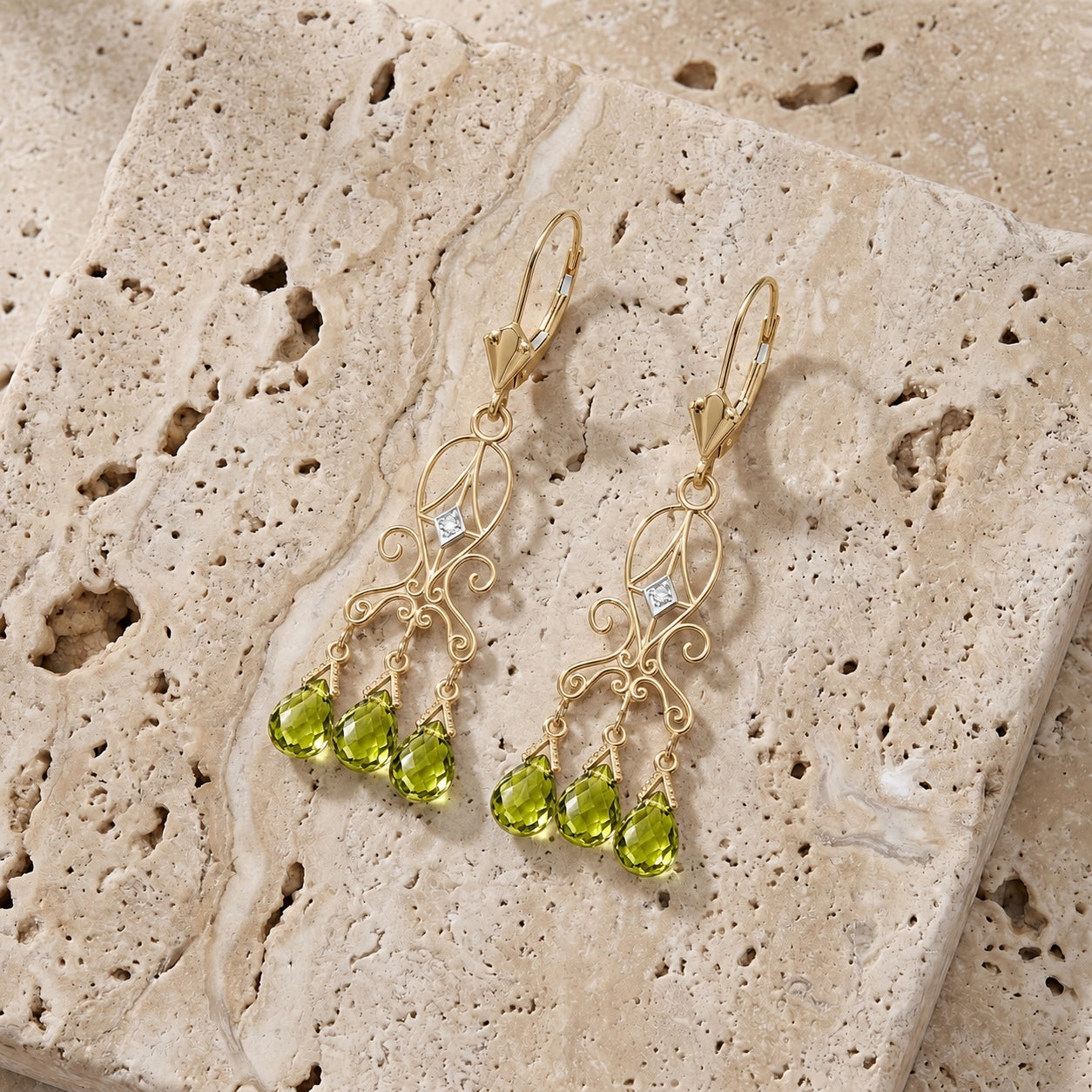 Yellow Gold Peridot & Diamond — Mariagaia