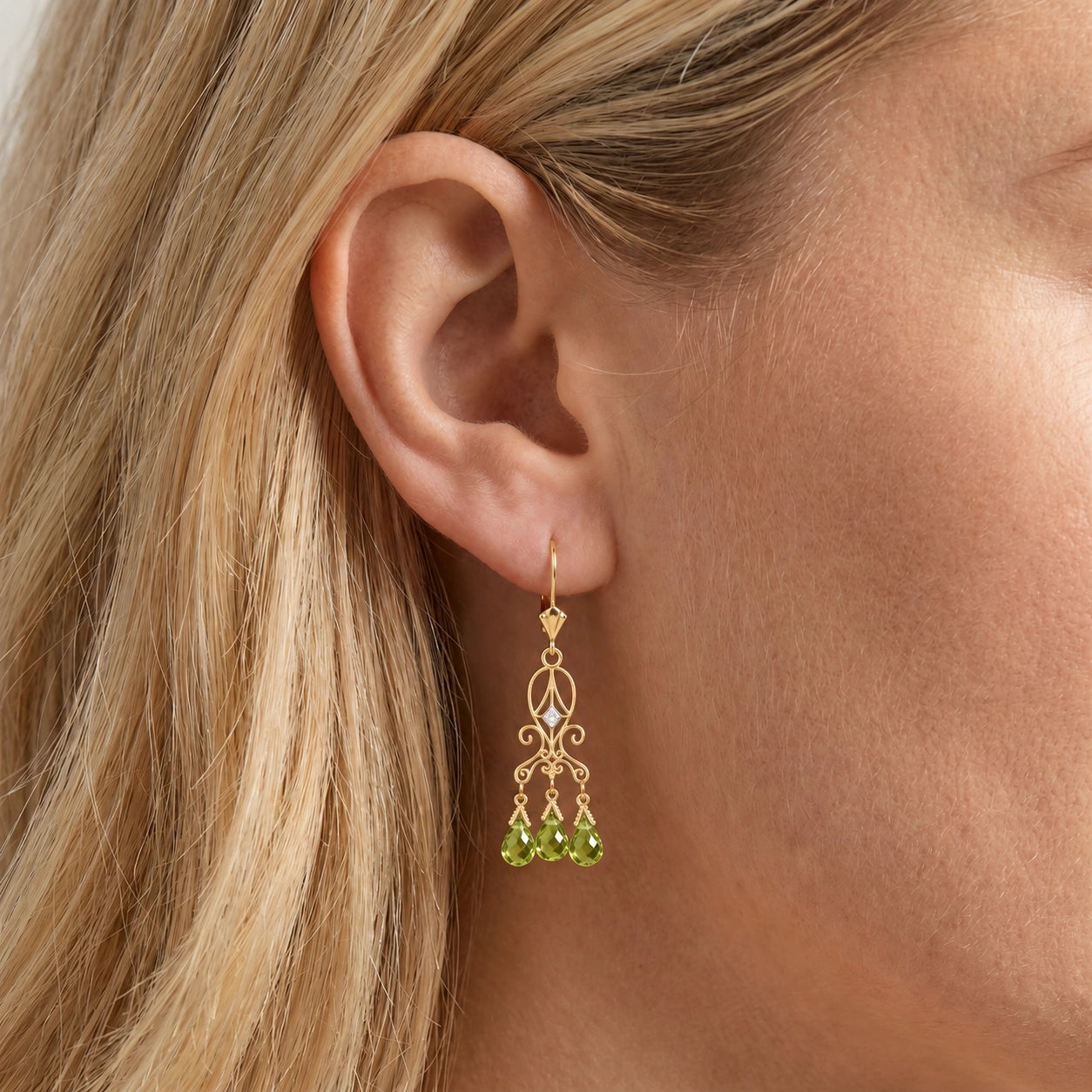Yellow Gold Peridot & Diamond — Mariagaia