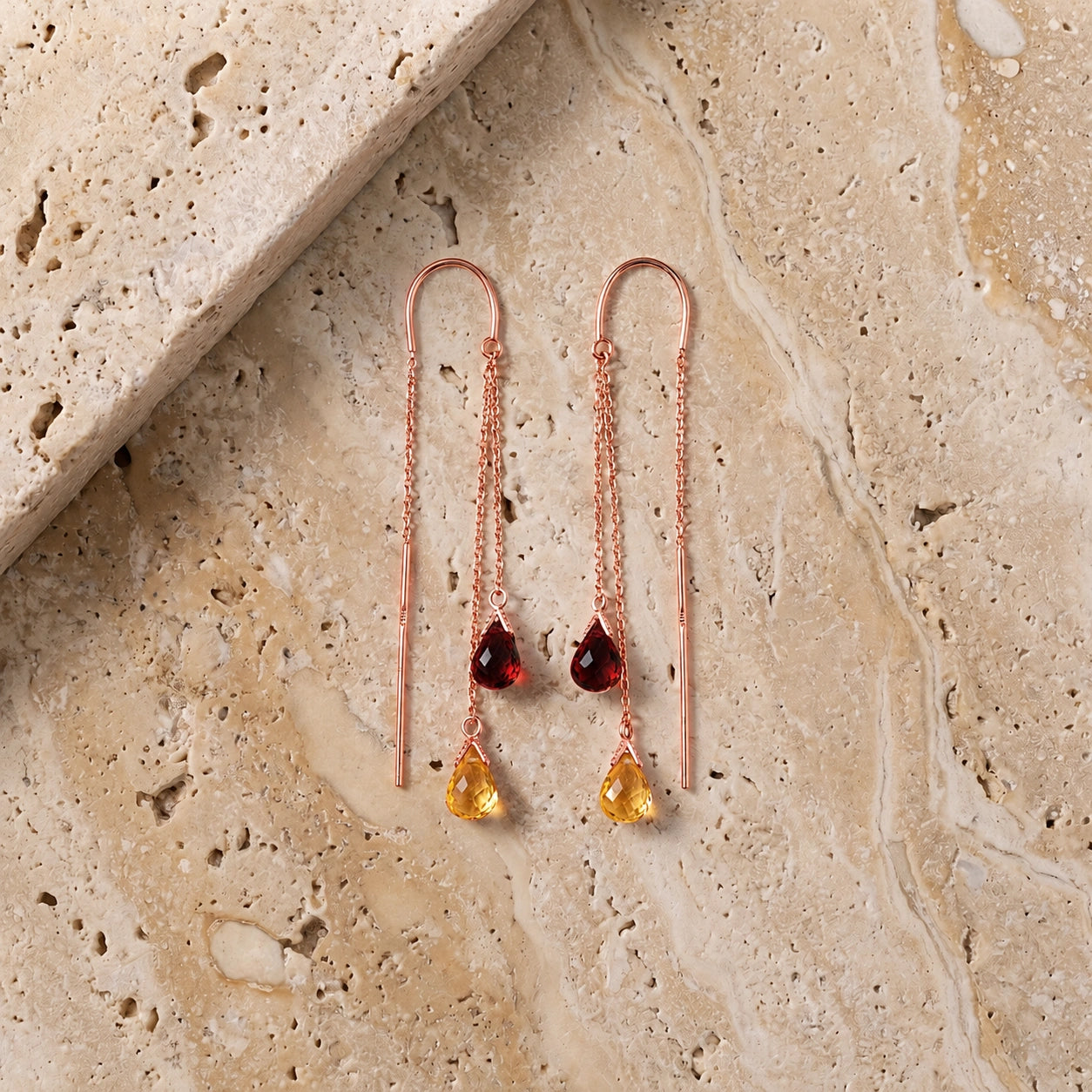 Rose Gold Garnet & Citrine — Mariagalatea
