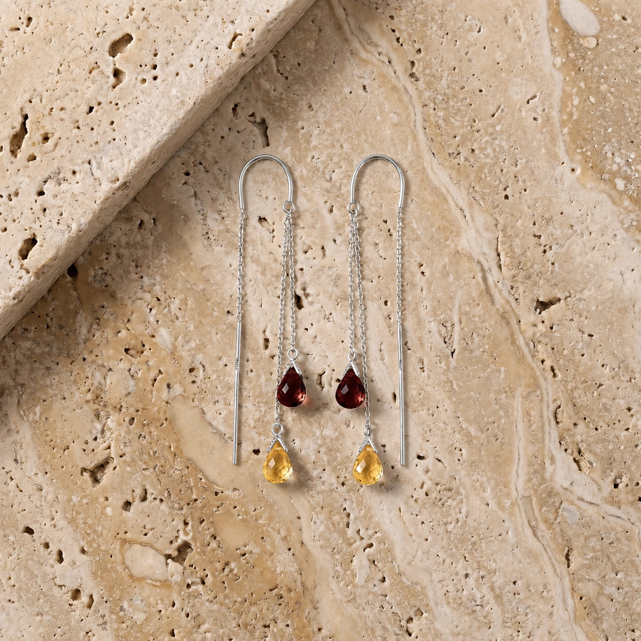 White Gold Garnet & Citrine — Mariagalatea