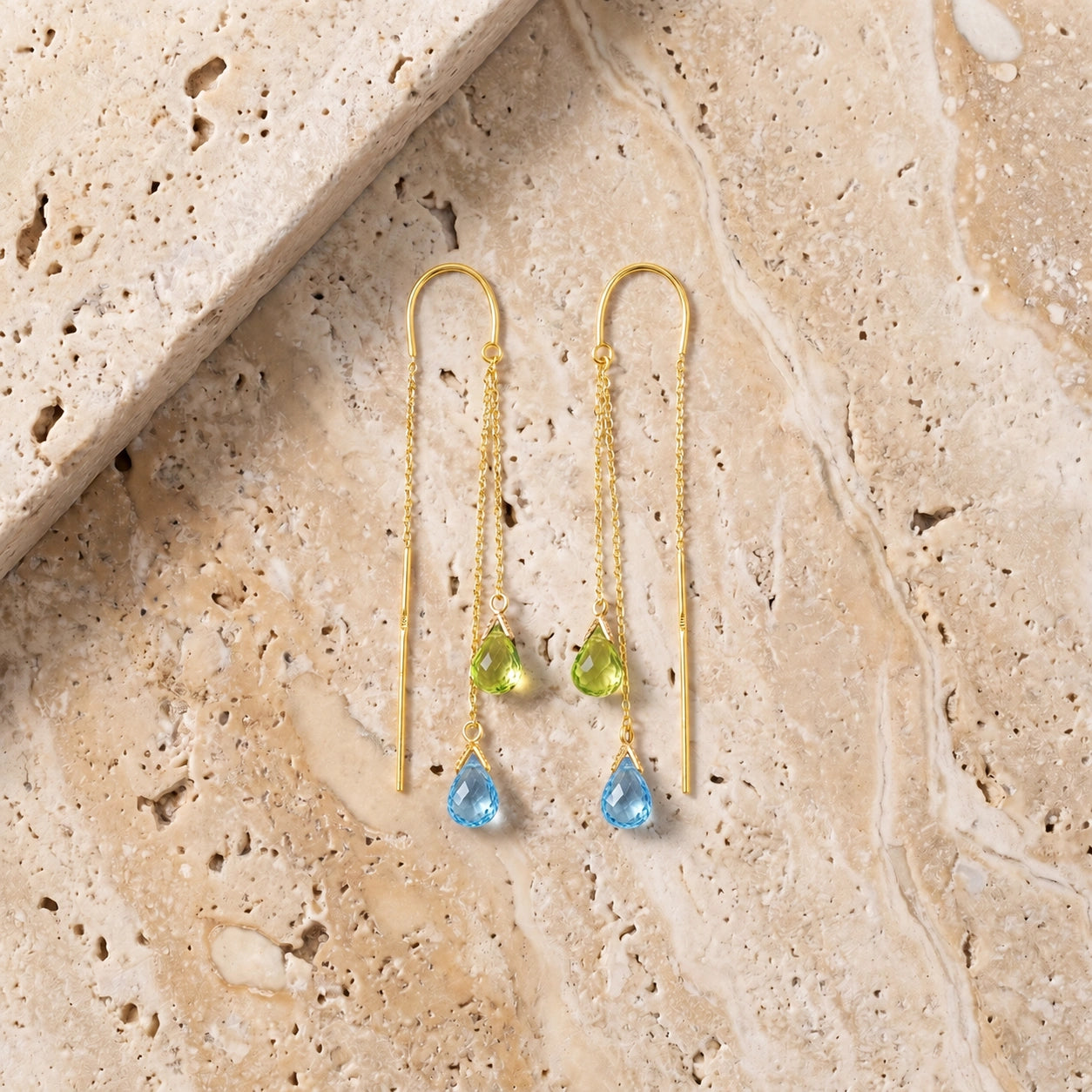 Yellow Gold Peridot & Blue Topaz — Mariagalatea