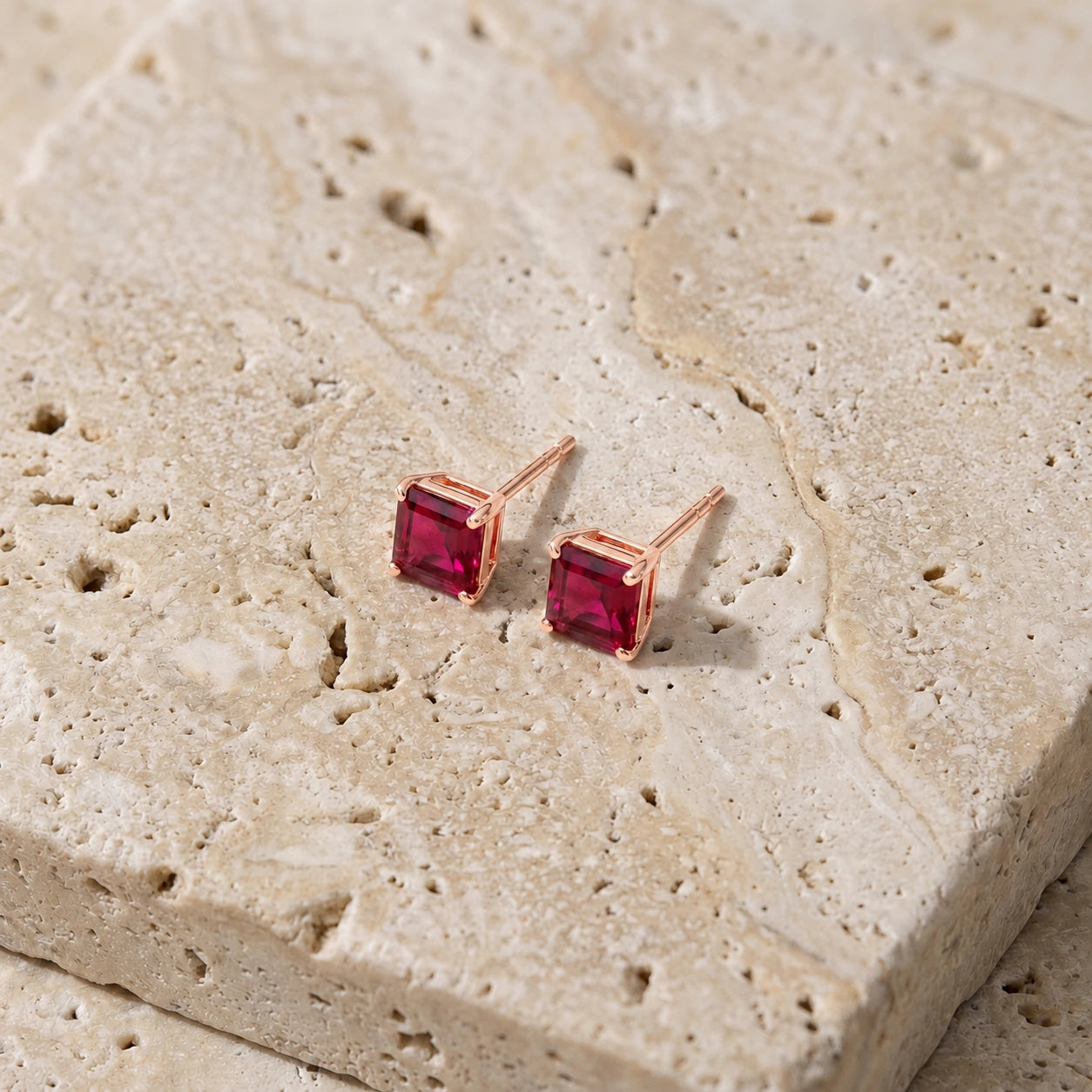Rose Gold Bloom Earrings Ruby 10K — Ottilia