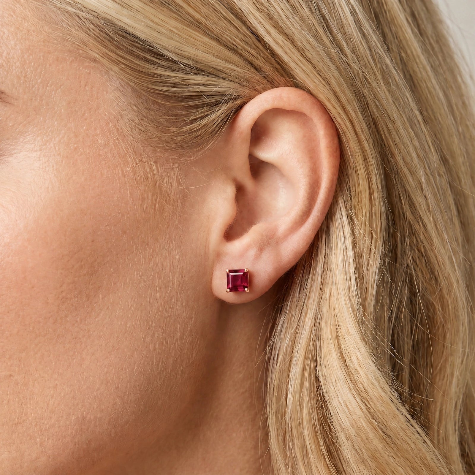 Rose Gold Bloom Earrings Ruby 10K — Ottilia