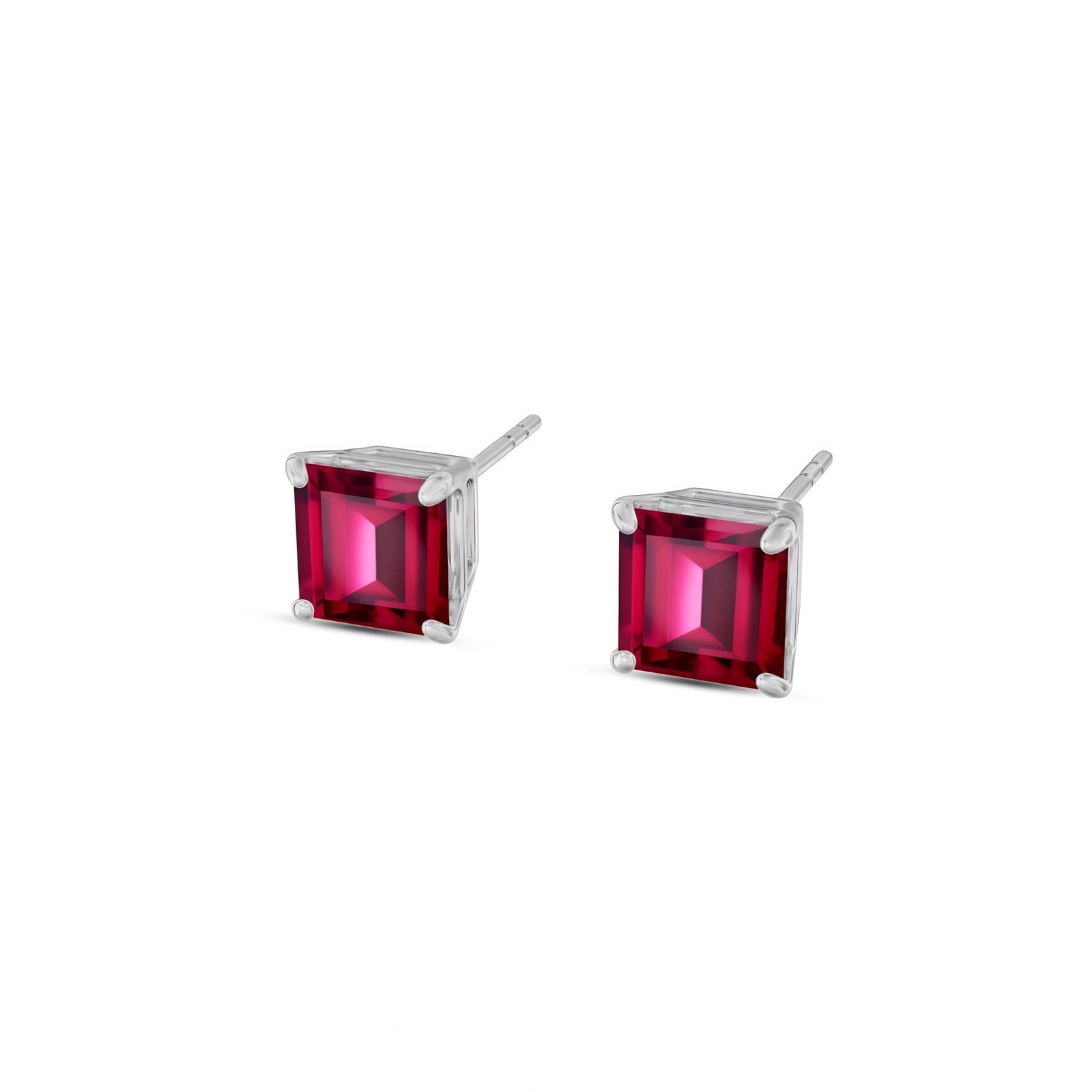 White Gold Bloom Earrings Ruby 10K — Ottilia