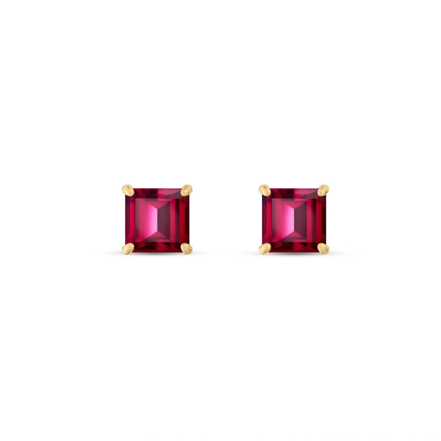Yellow Gold Bloom Earrings Ruby 10K — Ottilia