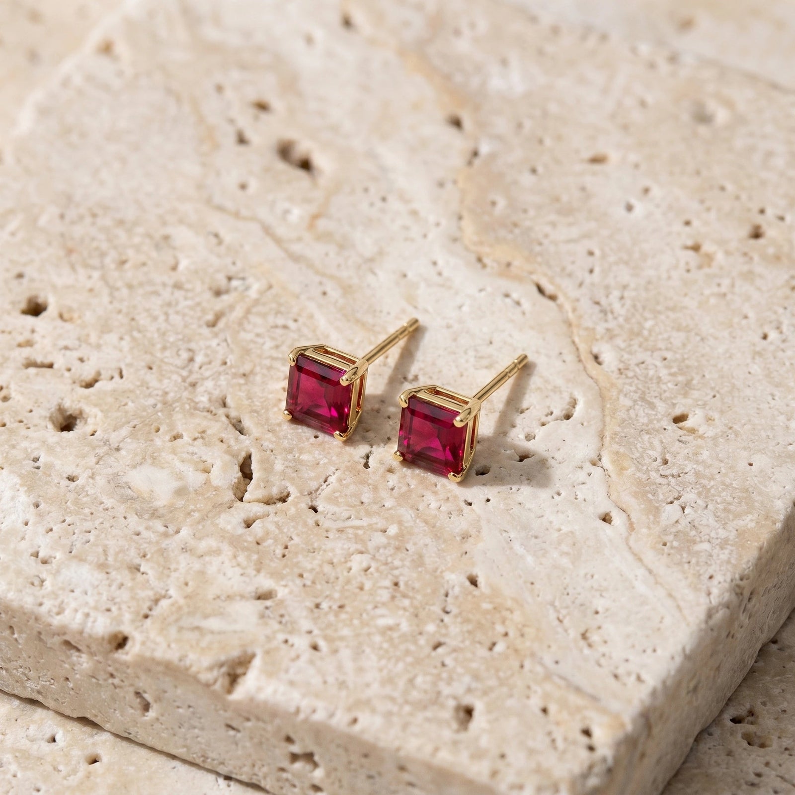 Yellow Gold Bloom Earrings Ruby 10K — Ottilia