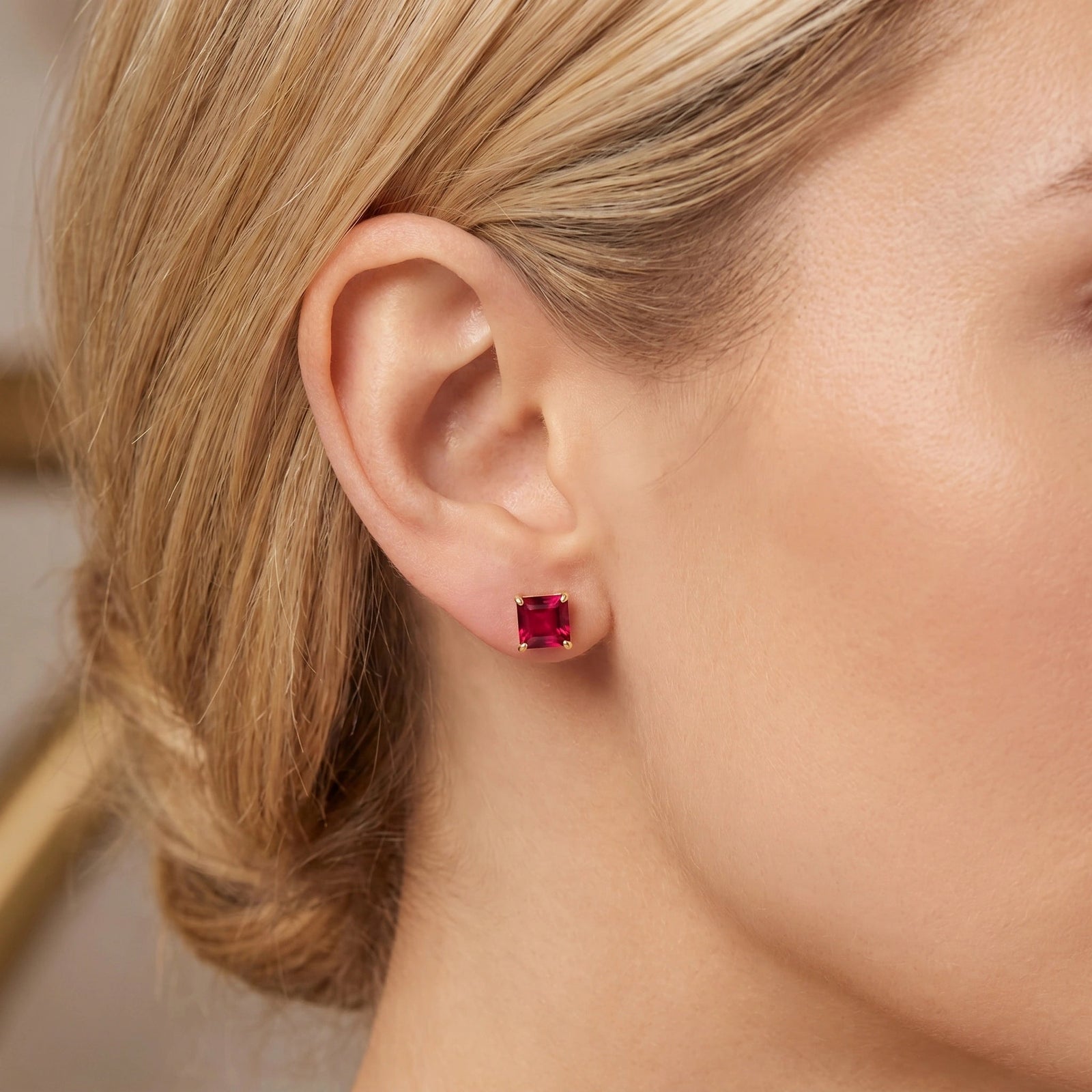 Yellow Gold Bloom Earrings Ruby 10K — Ottilia
