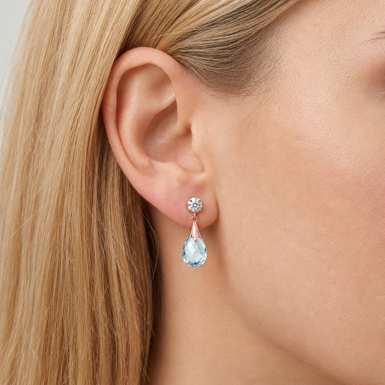Rose Gold Blue Topaz & Diamond — Mariageltrude