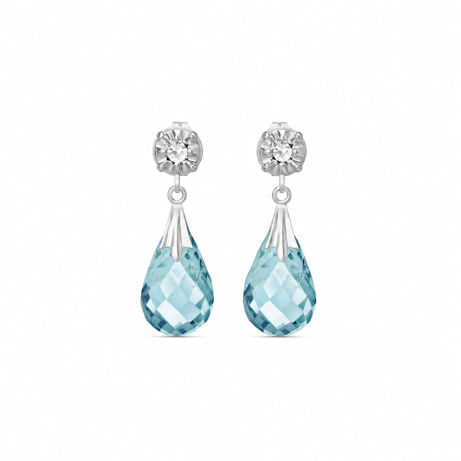 White Gold Blue Topaz & Diamond — Mariageltrude