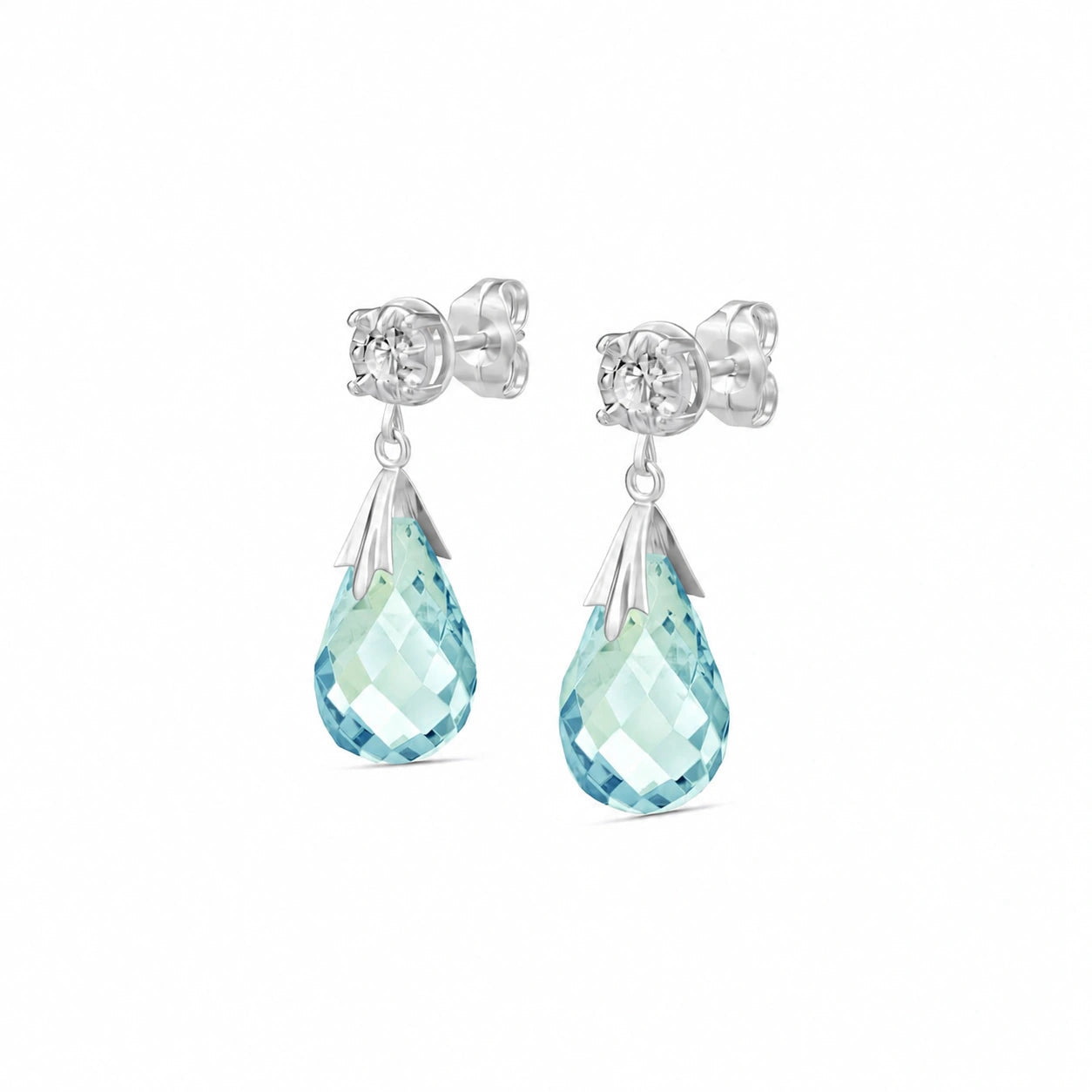 White Gold Blue Topaz & Diamond — Mariageltrude
